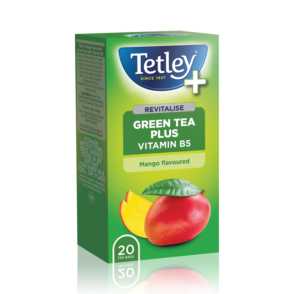 Tetley+ Mango flavoured Green tea with Vitamin B5 – Joekels Tea Shop