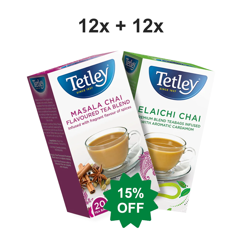 Tetley Elaichi Chai 12s and Masala Chai 12s Tea Bundle Deal