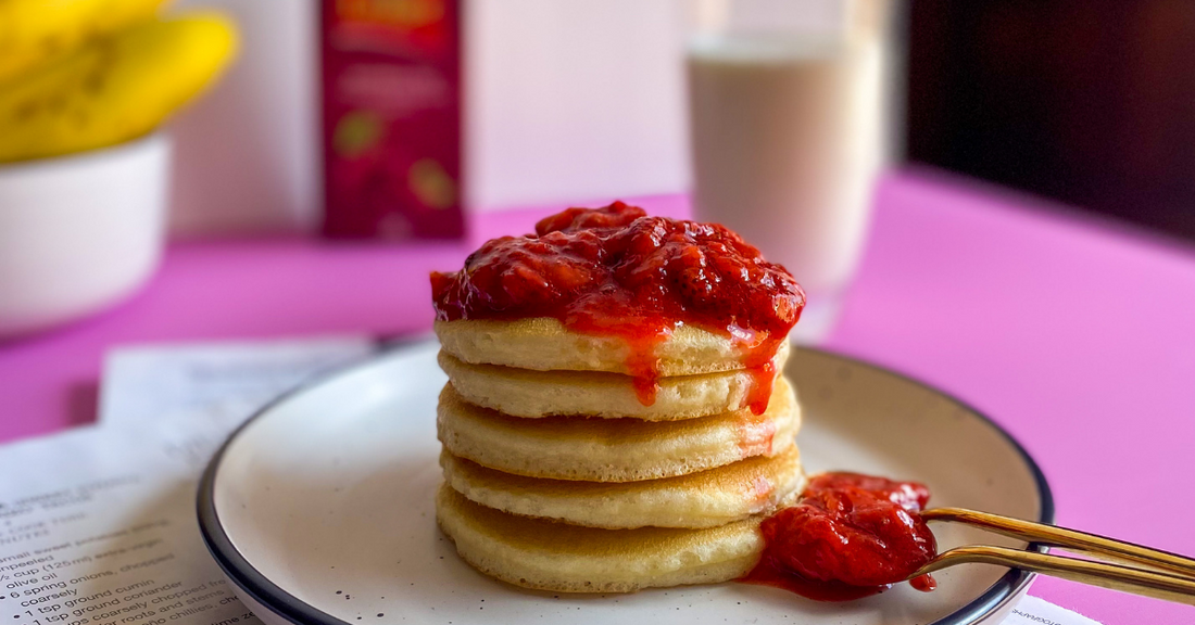 Gluten-free Pancakes with Strawberry and Laager Rooibos Topping