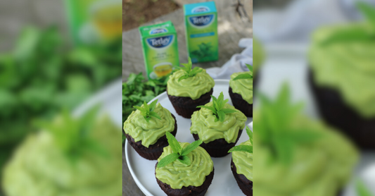 Green-Mint Tea Choc Muffins with Avo Frosting
