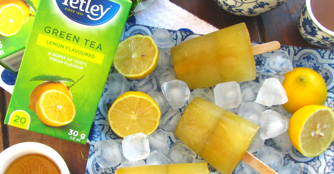Immune support lemon and ginger green tea popsicles