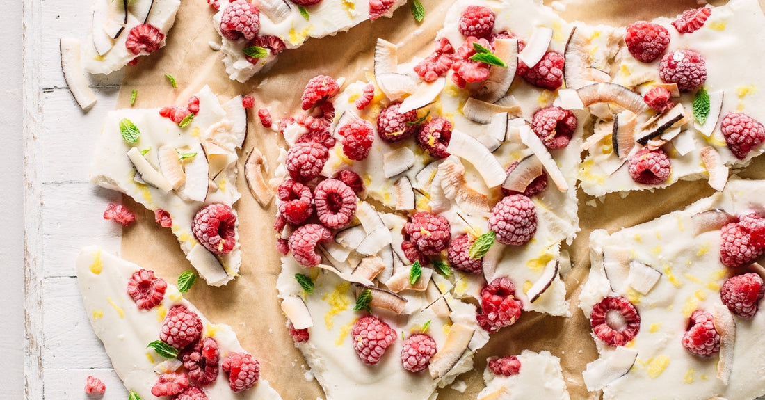 Lemon and Raspberry Frozen Yoghurt Bark