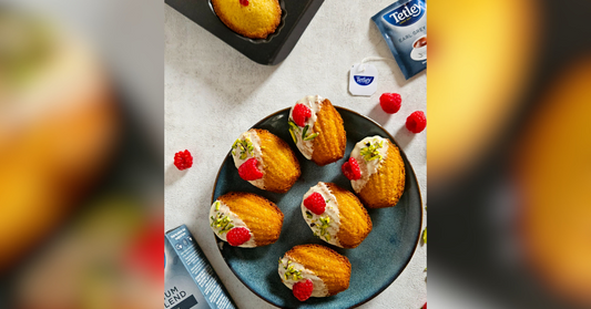 Earl Grey Madeleines with Raspberry Coulis