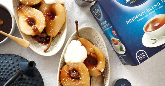 Tetley Tea poach pears