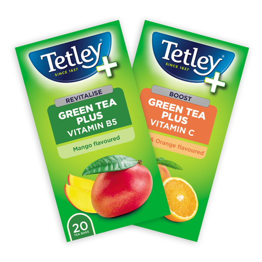 1 x Tetley+ Mango Green tea + 1 x Tetley+ Peach & Orange Green tea